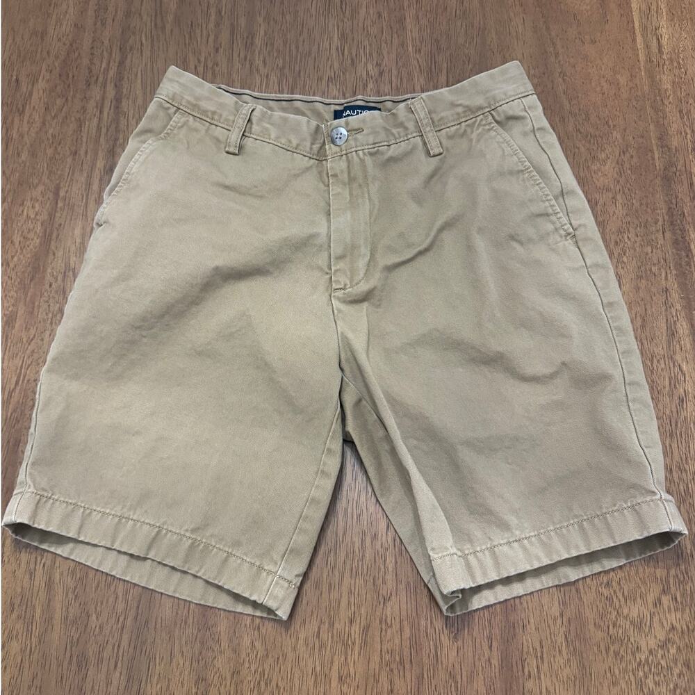 Nautica Men’s 30W Khaki Chino Shorts Tan 100% Cotton